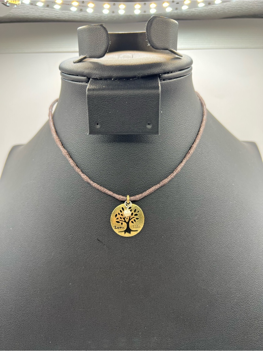 Tree of Life "Love Life" Cutout Coin Pendant Cord Necklace